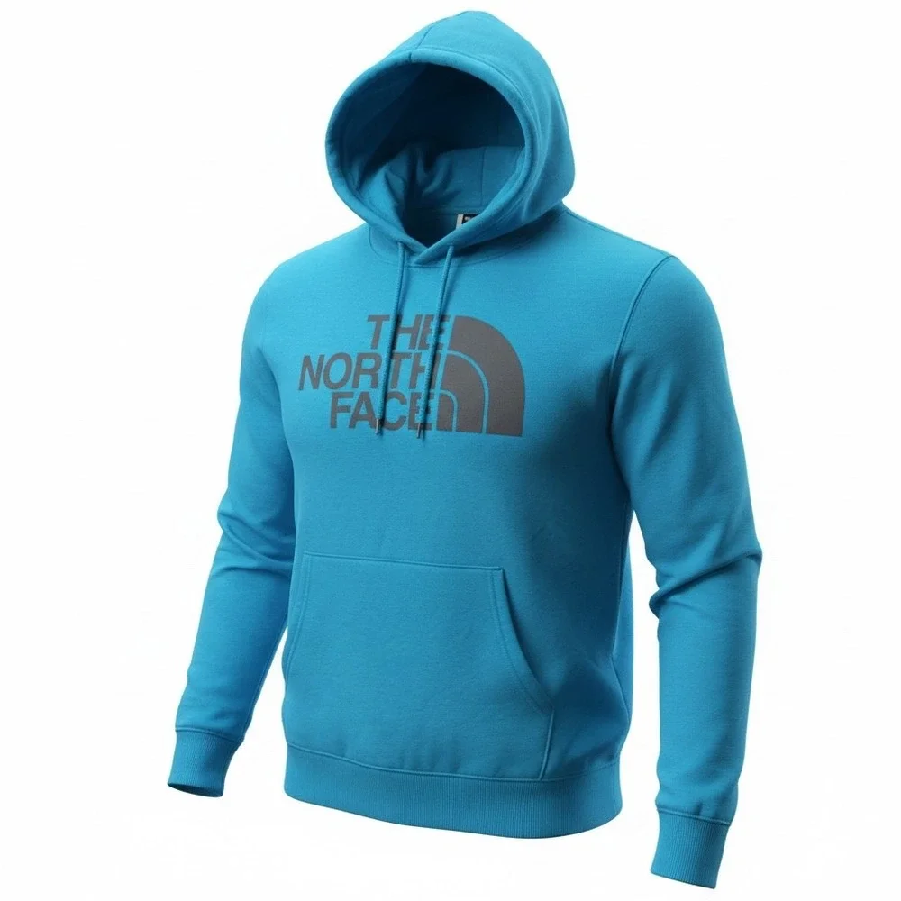 The North Face Mens XL‎ Blue Circular Design Pullover Hoodie Logo Sweatshirt
